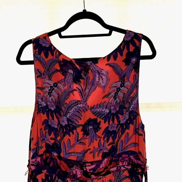 Anthropologie Maeve Macie Maxi Dress, Sleeveless Floral Red Orange Purple, Sz 14 - Picture 4 of 8